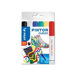 PILOT PEN Marcatore creativo Pintor Classic (Giallo, Nero, Verde, Rosso, Blu, Bianco, 6 pezzo)