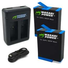 WASABI POWER GoPro Battery (2-Pack) + Dual Charger Akku und Ladegerät (Lithium-Ionen, 1730 mAh)