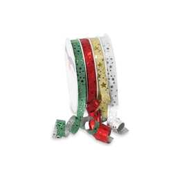 PATTBERG Nastri regalo Glitter Star (21 Stk, Oro, Verde, Rosso, Bianco, Stella)