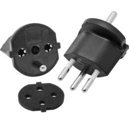 MAX HAURI Fixadapter IP44 T12 3-pin (Schuko, Typ F / CH, Typ J, Schwarz)