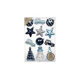 INGES CHRISTMAS DECOR Ciondolo albero di Natale (12 pezzo, Argento, Blu, Bianco)