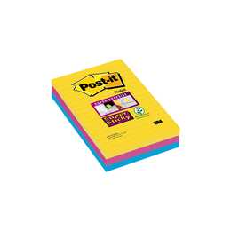 POST-IT Blocchetti memo Super (3 x 90 foglio, Giallo, Blu, Rosa)