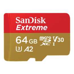 SANDISK MicroSD Extreme (UHS-I Class 3, Video Class 30, 64 GB, 160 MB/s)