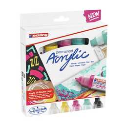 EDDING Marqueur acrylique 5400 Double (Magenta, Noir, Vert, Blanc, Jaune, 5 pièce)