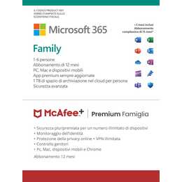 MICROSOFT Microsoft & McAfee Bundle 365 Family (Jahreslizenz, 6x, 15 Monate, Italienisch)