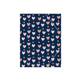 ANCOR Cartellina con elastico B'log Hearts (Navy Blue, A4, 1 pezzo)