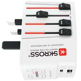 SKROSS Adaptateur de voyage AC45PD (Royaume-Uni, Japon, Australie, Europe, USA, Chine)