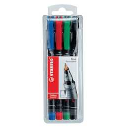 STABILO Feutres pour rétroprojection OHPen 842 (Noir, Vert, Bleu, Rouge, 4 pièce)