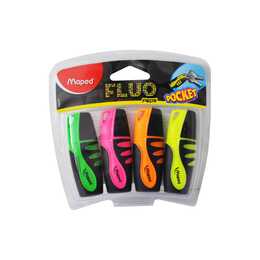 MAPED Evidenziatore Fluo Peps Pocket Mini (Arancione, Rosa, Verde, Giallo, 4 pezzo)