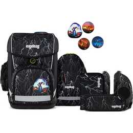 ERGOBAG Schulranzen Set Cubo Light Super ReflectBear (19 l, Schwarz)