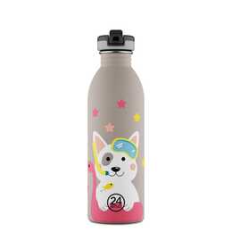 24BOTTLES Gourde enfants Lucky Dog Urban (0.5 l, Gris, Multicolore)