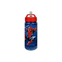 SCOOLI Bottiglia per bambini Aero Spider-Man (0.5 l, Blu scuro, Rosso)