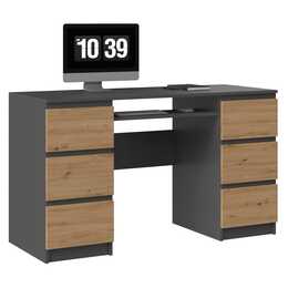 TOP E SHOP Kuba (130 cm x 51 cm x 76 cm, Anthrazit, Eichenbraun)