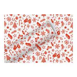 BRAUN + COMPANY Papier cadeau Christmas Things (Rouge, Blanc, Arbre de Noël, Boules de Noël)