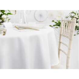 PARTYDECO Nappe (230 cm x 230 cm, Rond, Blanc)