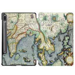 EG cover per Samsung Galaxy Tab S8+ 12.4" (2022) - marrone - mappa