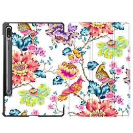 EG coque pour Samsung Galaxy Tab S8 11" (2022) - orange - fleurs