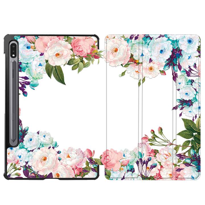 EG coque pour Samsung Galaxy Tab S8+ 12.4" (2022) - rose - fleurs