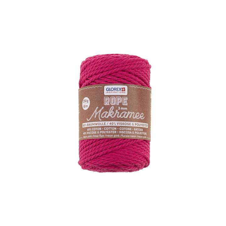 GLOREX Makramee-Kordel (250 g, Pink, Rosa)