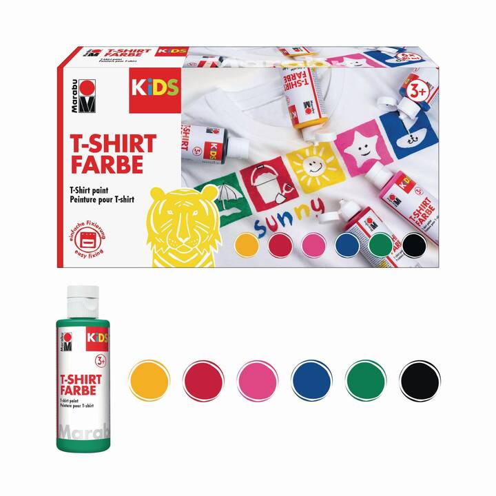 MARABU Colore tessile Kids Set (6 x 80 ml, Multicolore)