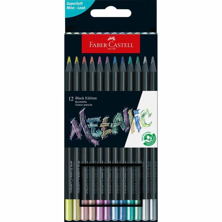 FABER-CASTELL Crayons de couleur (Noir, 12 pièce)
