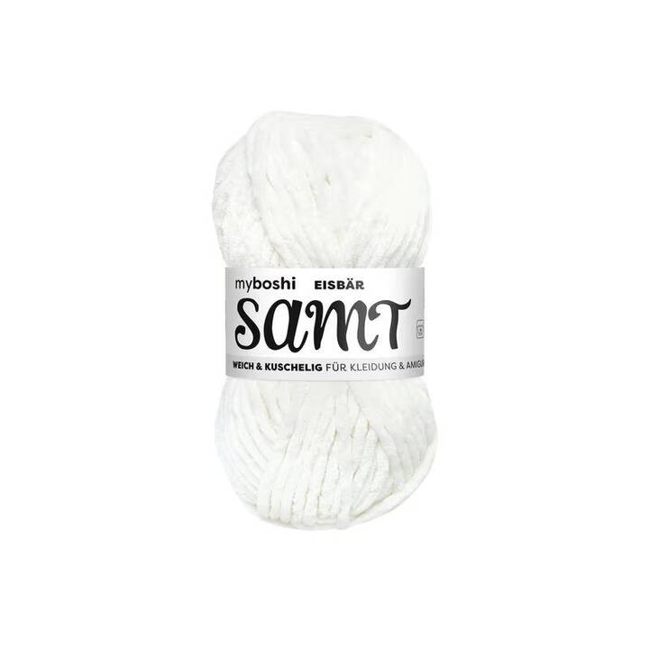 MYBOSHI Laine Samt Eisbär (100 g, Blanc)