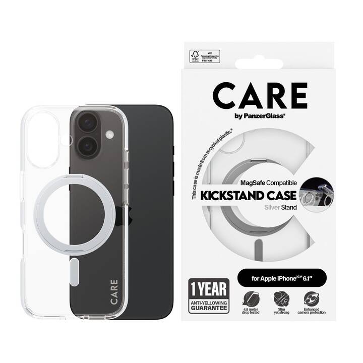 CARE Backcover Feature Kickstand (iPhone 16, Transparente)