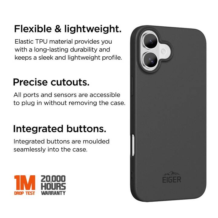 EIGER Backcover Grip (iPhone 16, Noir)