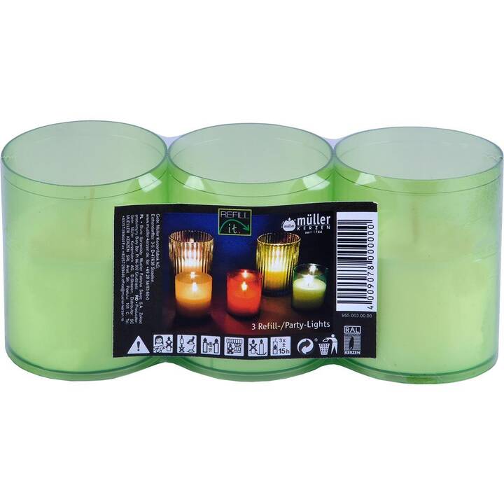 MÜLLER KERZEN Kerze im Behälter Refill-it (3 Stück, Grün)