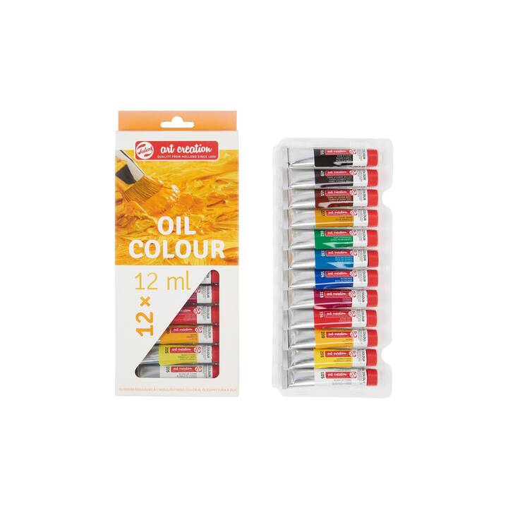 TALENS Colori ad olio Set (12 x 12 ml, Rosso, Multicolore)