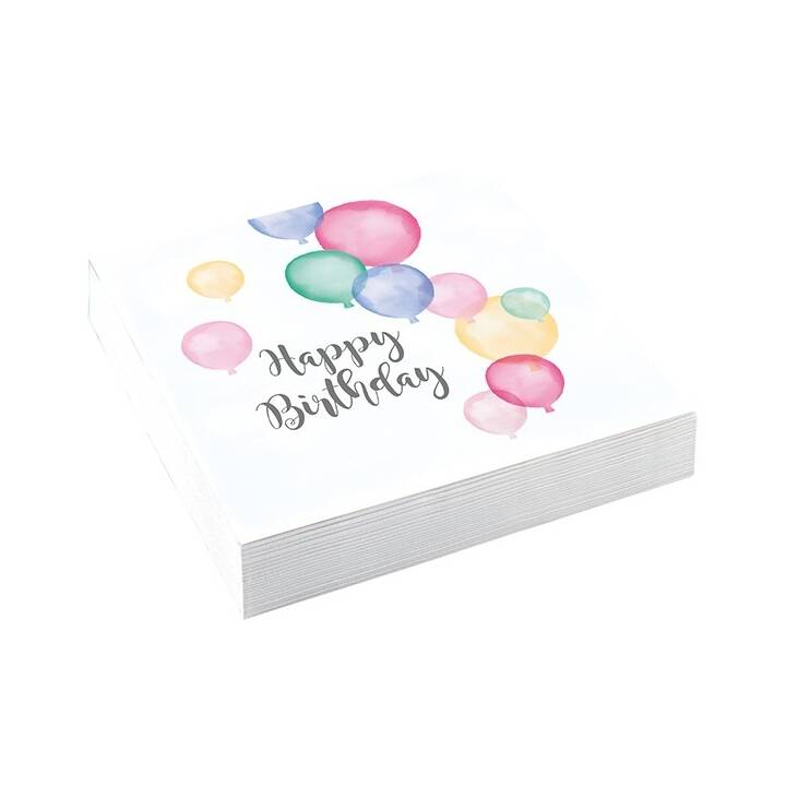 AMSCAN Papierserviette Happy Birthday (33 cm x 33 cm, 20 Stück)