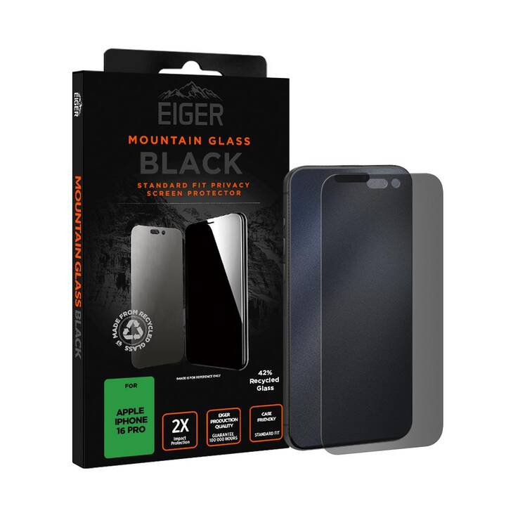 EIGER Displayschutzglas Black (iPhone 16 Pro, 1 Stück)