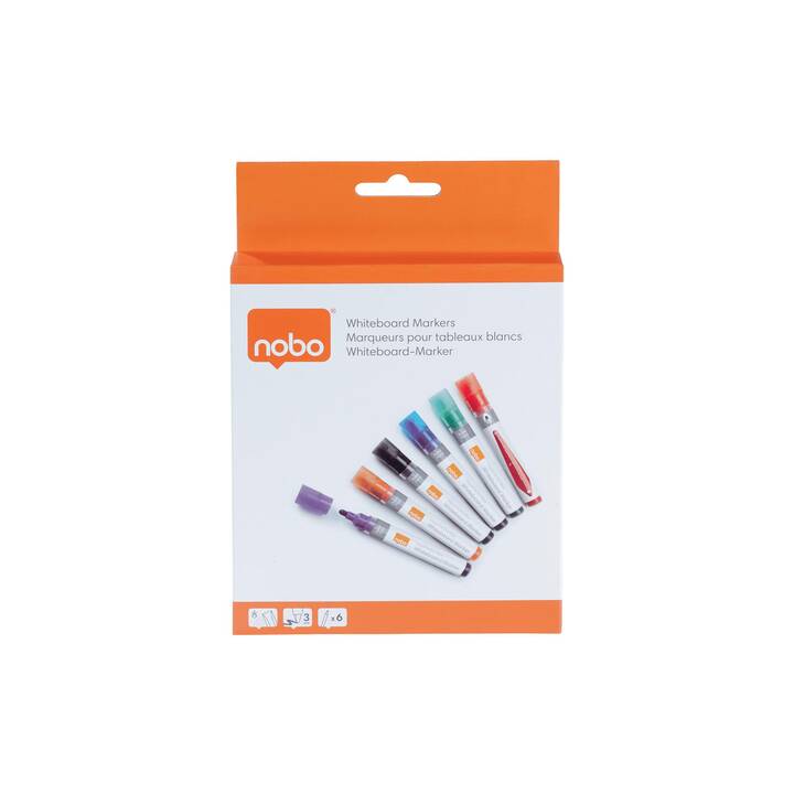 NOBO Marcatori di lavagna Liquid Ink (Viola, Arancione, Nero, Verde, Blu, Rosso, 6 pezzo)