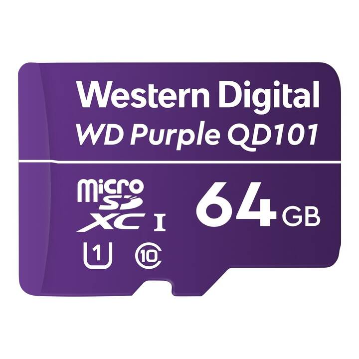 WESTERN DIGITAL MicroSDXC UHS-I Purple SC QD101 WDD064G1P0C (UHS-I Class 1, Class 10, 64 GB, 100 MB/s)