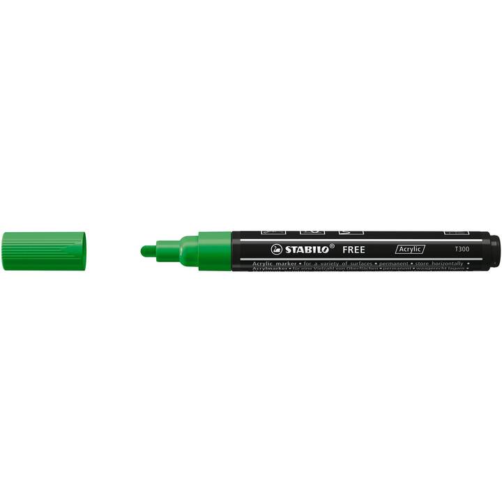 STABILO Pennarello acrilico Free Acrylic T300 (Verde, 1 pezzo)