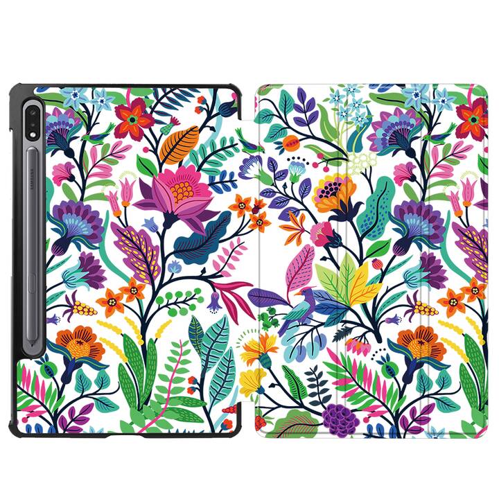 EG Housse (11", Galaxy Tab S8, Fleurs, Bleu)