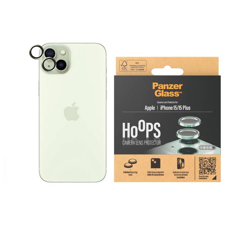PANZERGLASS Vetro di protezione della telecamera Lens Protector Rings HOOPS (iPhone 15, iPhone 15 Plus, 1 pezzo)