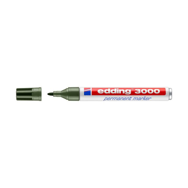 EDDING Marqueur permanent 3000 (Vert olive, 1 pièce)