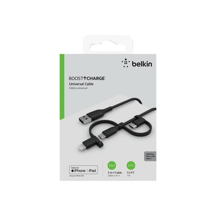 BELKIN Boost Charge Kabel (USB Typ A, USB Typ C, Lightning, 1 m)