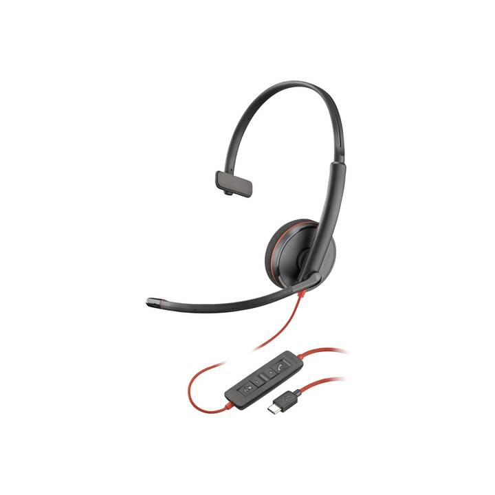 POLY Office Headset Blackwire 3210 (On-Ear, Kabel, Schwarz)