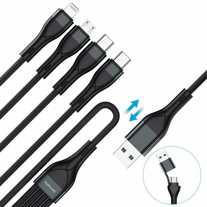 4SMARTS Câble (USB C, USB A, MicroUSB, USB de type C, Lightning, 1.2 m)
