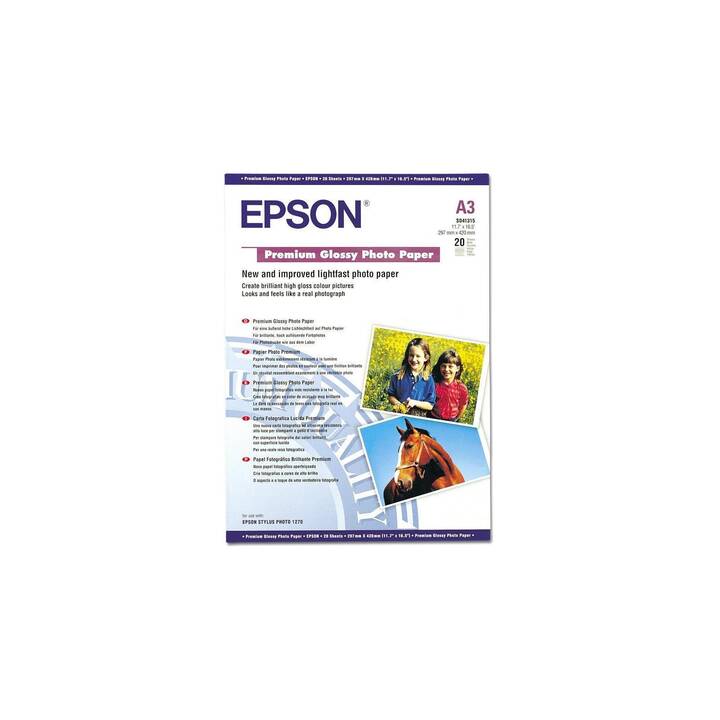 EPSON Premium Glossy Papier photo (20 feuille, A3, 255 g/m2)