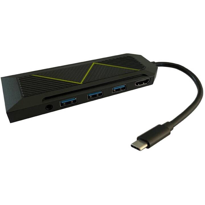LC POWER USB-Hub (6 Ports, RJ-45, HDMI, USB de type A)