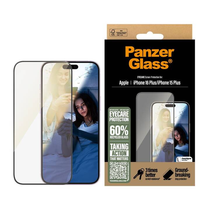 PANZERGLASS Vetro protettivo da schermo Ultra-Wide Fit (iPhone 15 Plus, 1 pezzo)