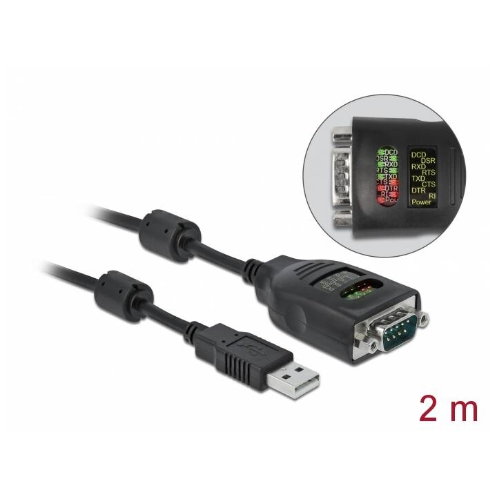 DELOCK DB9 Adaptateur (USB de type A, D-Sub (9-polig), 2 m)