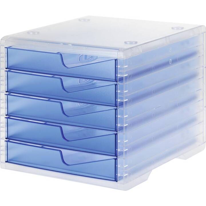STYRO Büroschubladenbox (C4, Transparent, Blau)