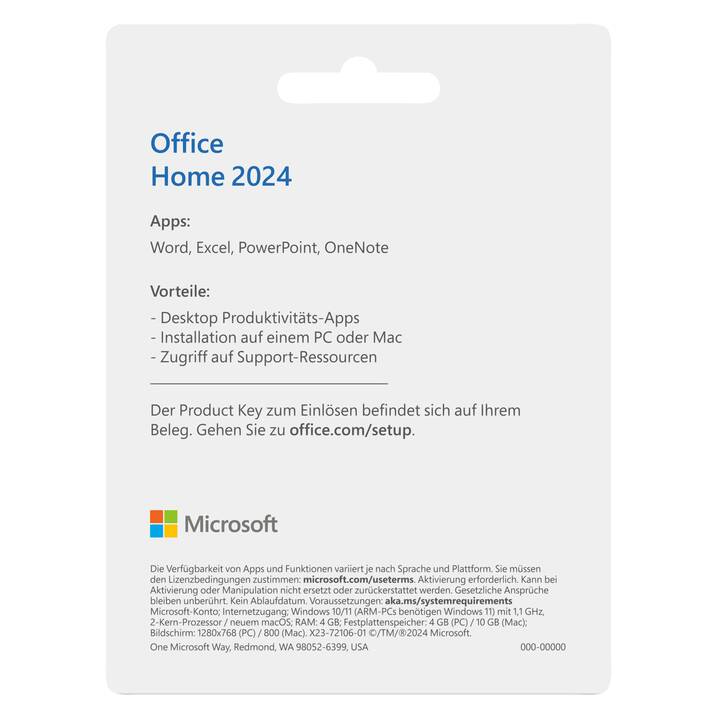 MICROSOFT Office Home 2024 (Versione completa, 1x, Tedesco)