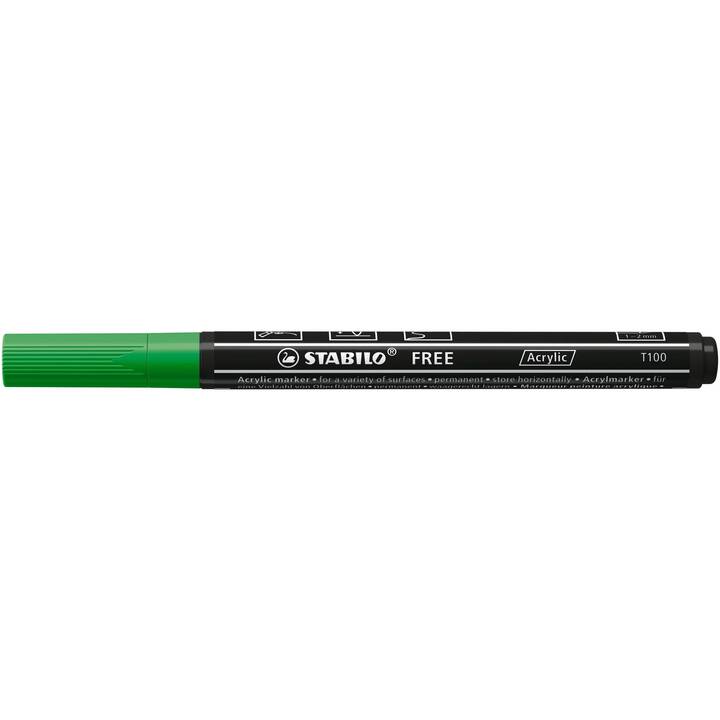 STABILO Pennarello acrilico Free Acrylic T100 (Verde, 1 pezzo)