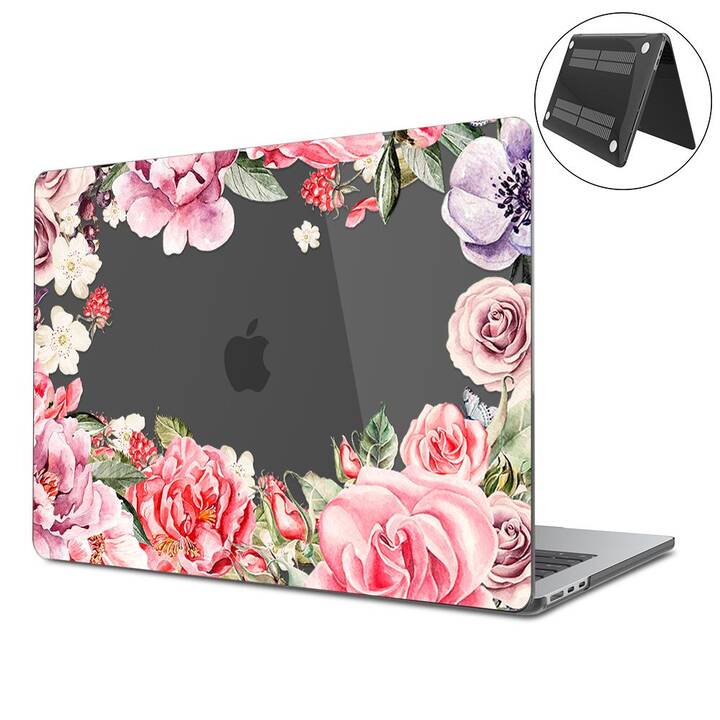 EG Coque rigide (MacBook Air 13" M2 2022, Fleurs, Transparent, Noir)