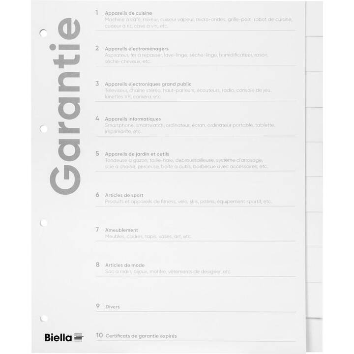 BIELLA Garantie Répertoire (10 x A4, Numérique)